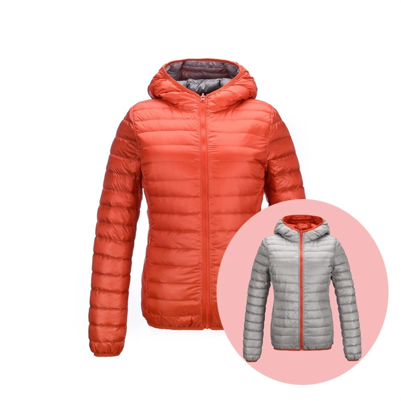 Modische Damen Daunenjacke Reversibel