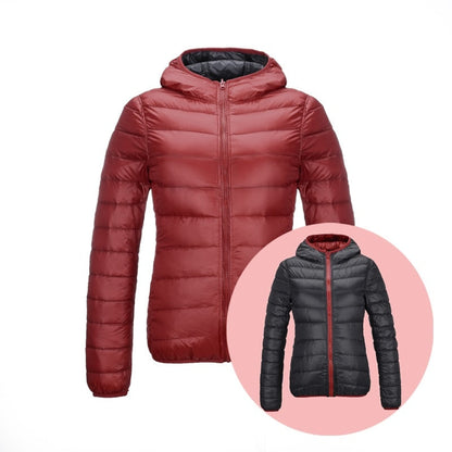 Modische Damen Daunenjacke Reversibel