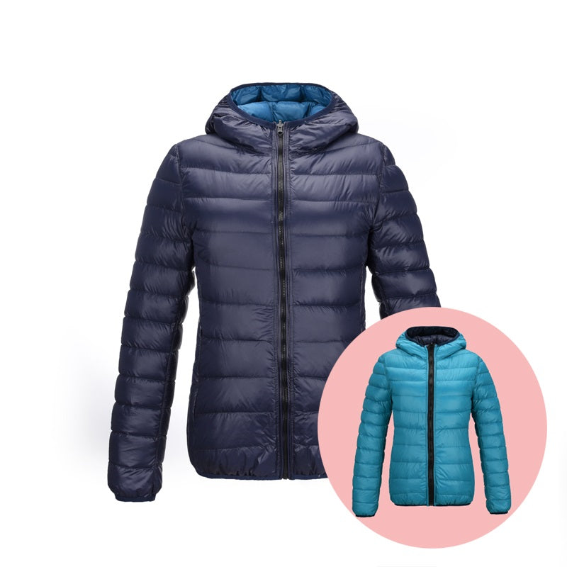 Modische Damen Daunenjacke Reversibel