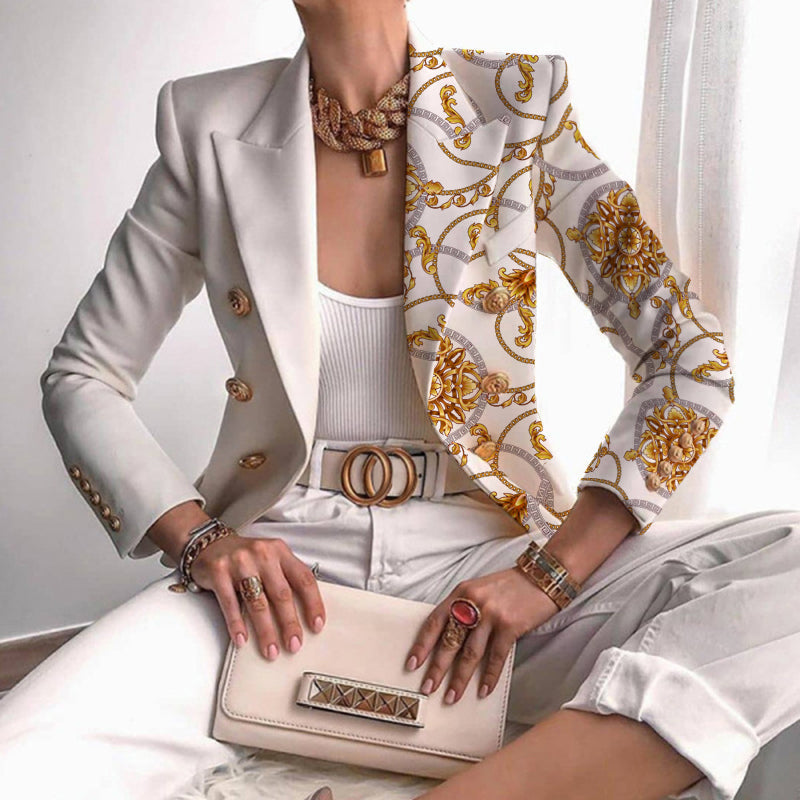 Stilvoller Asymmetrischer Blazer Gold Dekor