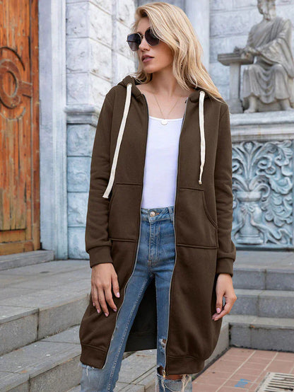 Stylische Damenjacke Lang Sweatshirt Design - IdealeKleiden