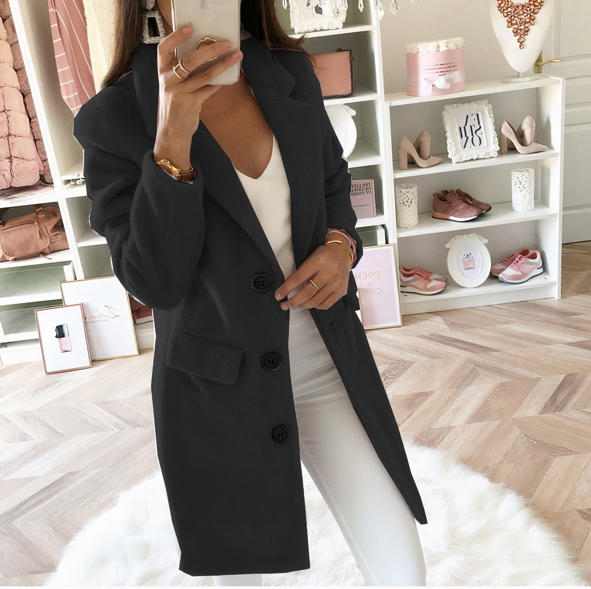 Elegante Damenmantel Lange Stylische Jacke