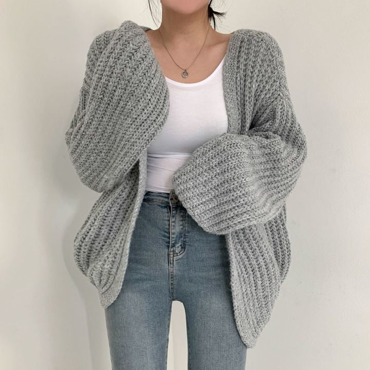 Strickcardigan Damen Bequem Warm Herbst Winter