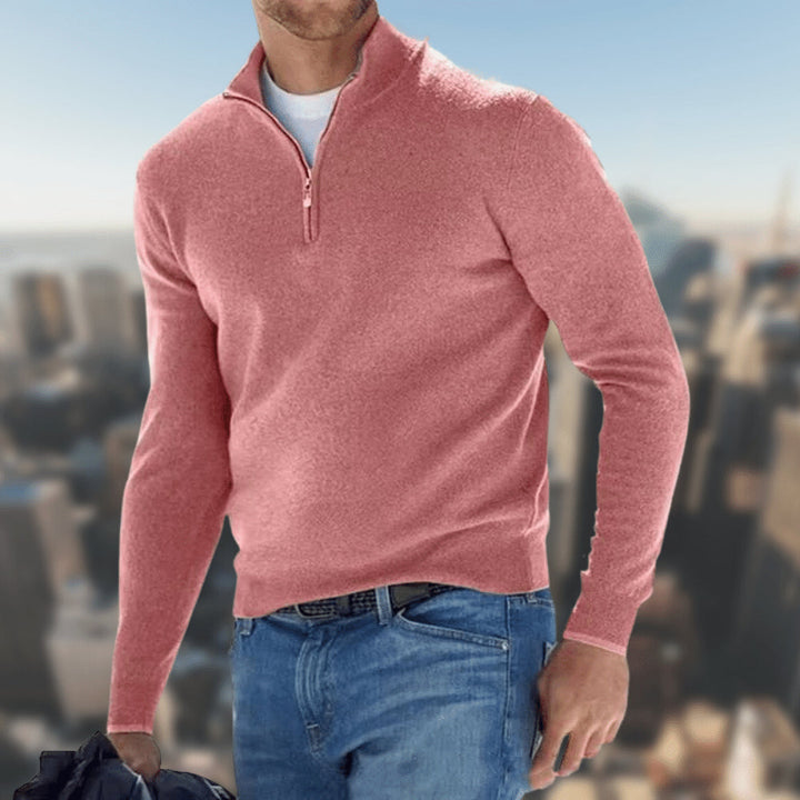 Herren Pullover Langarm VierTEL Reißverschluss
