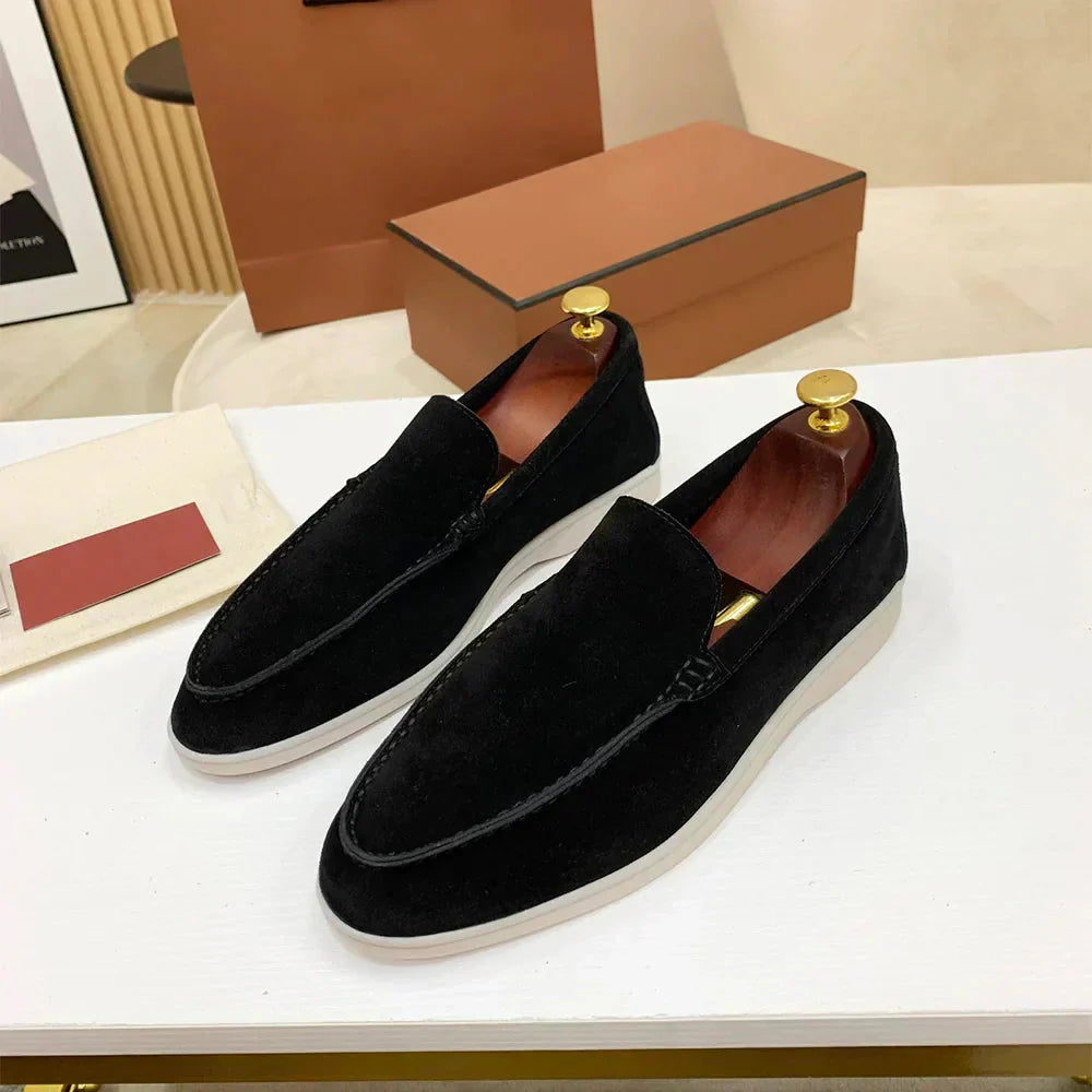 Bequeme Herren Halbschuhe Wildleder Slipper - IdealeKleiden