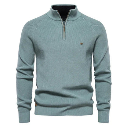 Herren Strickpullover Warm Baumwolle Quarter Zip - IdealeKleiden