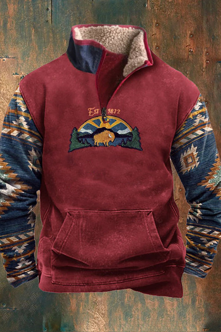 Herren Fleece Pullover Warm Känguratasche