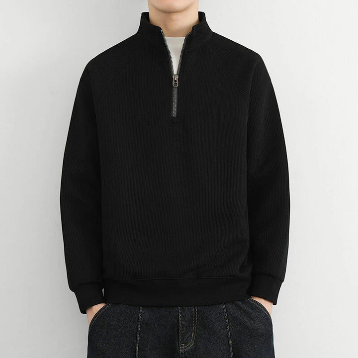 Gerippter Quarter-Zip Pullover Männer Casual