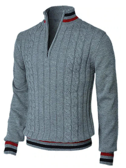 Herren Zopfstrick Pullover Stehkragen