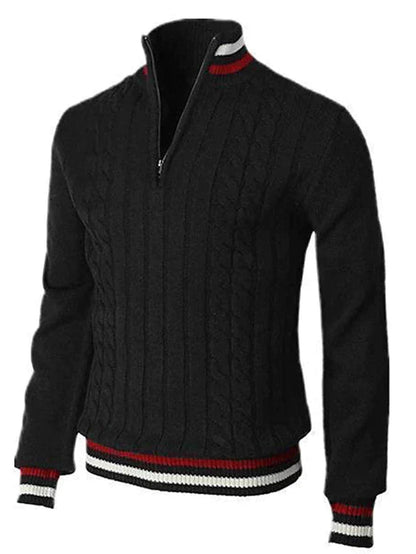Herren Zopfstrick Pullover Stehkragen
