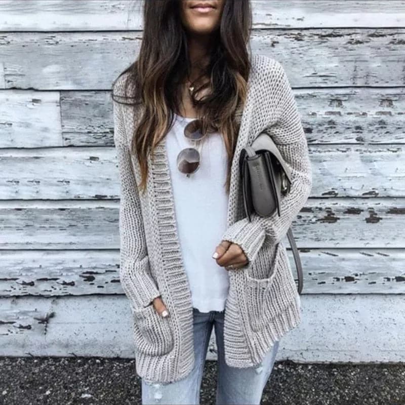 Damen Strickcardigan Langärmlig Mit Taschen