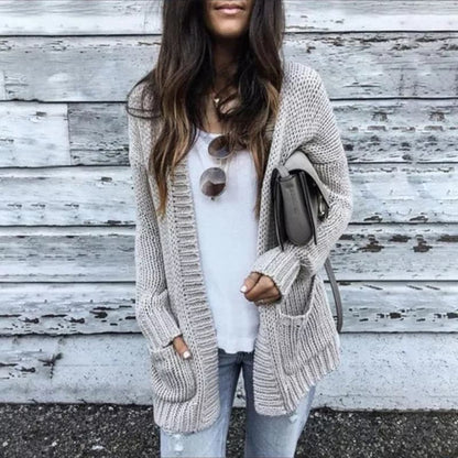 Damen Strickcardigan Langärmlig Mit Taschen