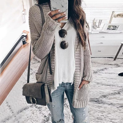 Damen Strickcardigan Langärmlig Mit Taschen