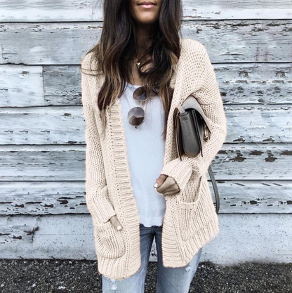 Damen Strickcardigan Langärmlig Mit Taschen
