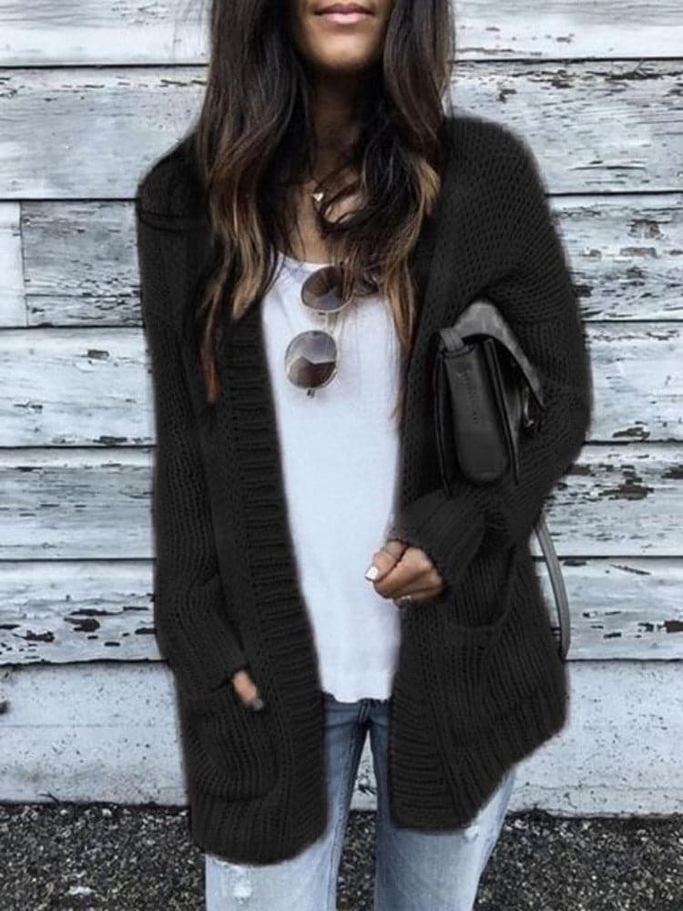 Damen Strickcardigan Langärmlig Mit Taschen