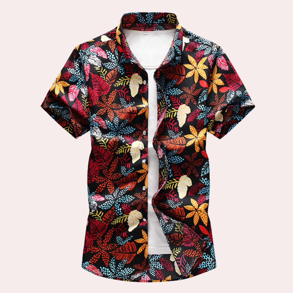 Sommerhemd Kurzarm Hawaiimuster Herren - IdealeKleiden
