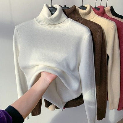 Wollpullover Damen Slim Fit Turtleneck