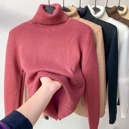 Wollpullover Damen Slim Fit Turtleneck