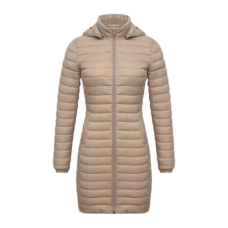 Schmale Winterjacke Reißverschluss Kapuze Baumwolle