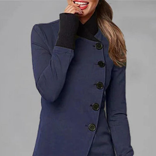 Elegante Damenjacke Mit Hochem Kragen - IdealeKleiden