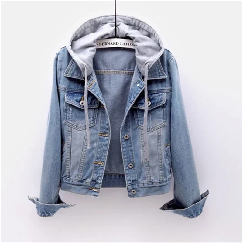 Damen Jeans mit Abnehmbarer Kapuze - IdealeKleiden