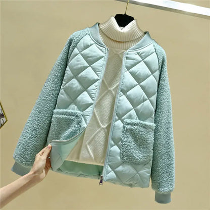 Frauen Steppjacke Weich Gerippt mit Taschen
