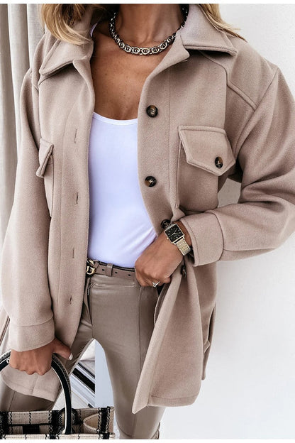 Übergröße Overshirt Jacke Baumwolle Lange Ärmel