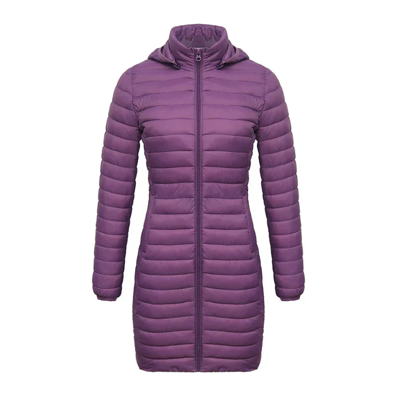 Schmale Winterjacke Reißverschluss Kapuze Baumwolle
