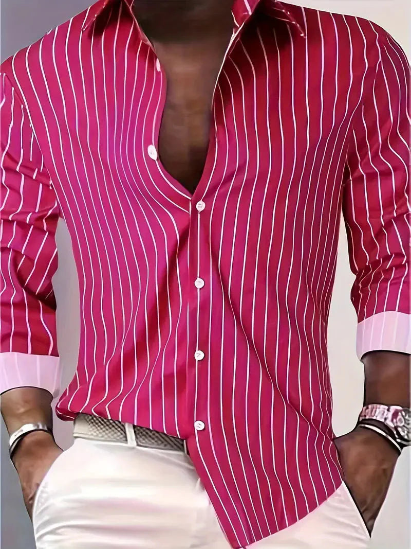 Slim Fit Hemd Streifen Langarm