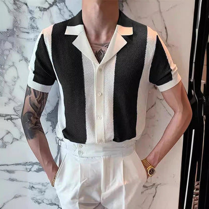 Herren Polohemd Kurzarm Streifen Design