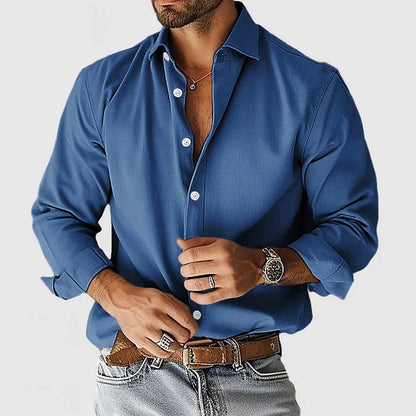 Herren Leinenhemd Langarm Elegant