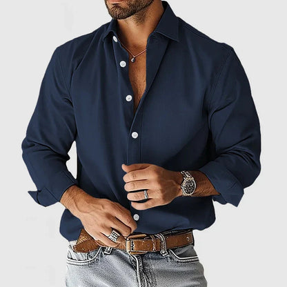 Herren Leinenhemd Langarm Elegant