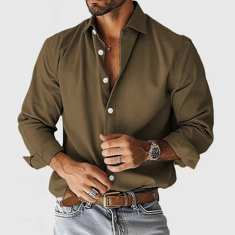 Herren Leinenhemd Langarm Elegant