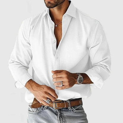 Herren Leinenhemd Langarm Elegant