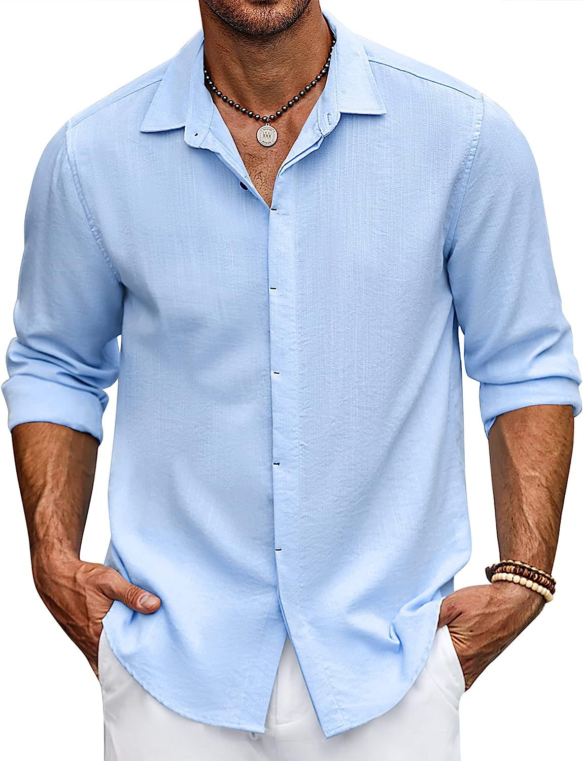 Herren Langarmhemd Locker Modern Knopfleiste