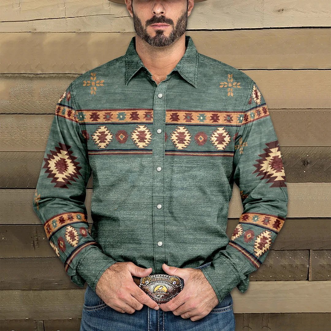 Herren Hemd Western Stil Langarm
