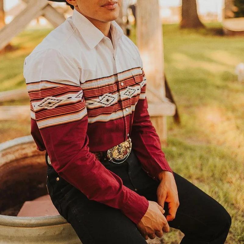 Herren Hemd Western Stil Langarm