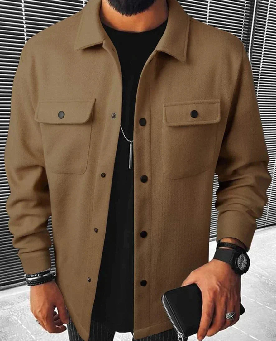 Herren Hemdjacke Warm Langarm Button Down