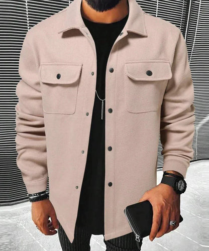 Herren Hemdjacke Warm Langarm Button Down