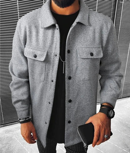 Herren Hemdjacke Warm Langarm Button Down
