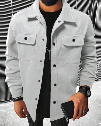 Herren Hemdjacke Warm Langarm Button Down