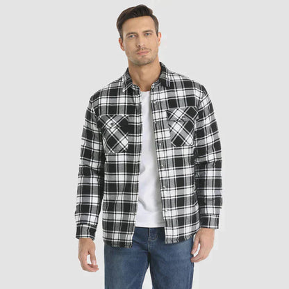 Herren Steppjacke Kariert Warm Isoliert - IdealeKleiden