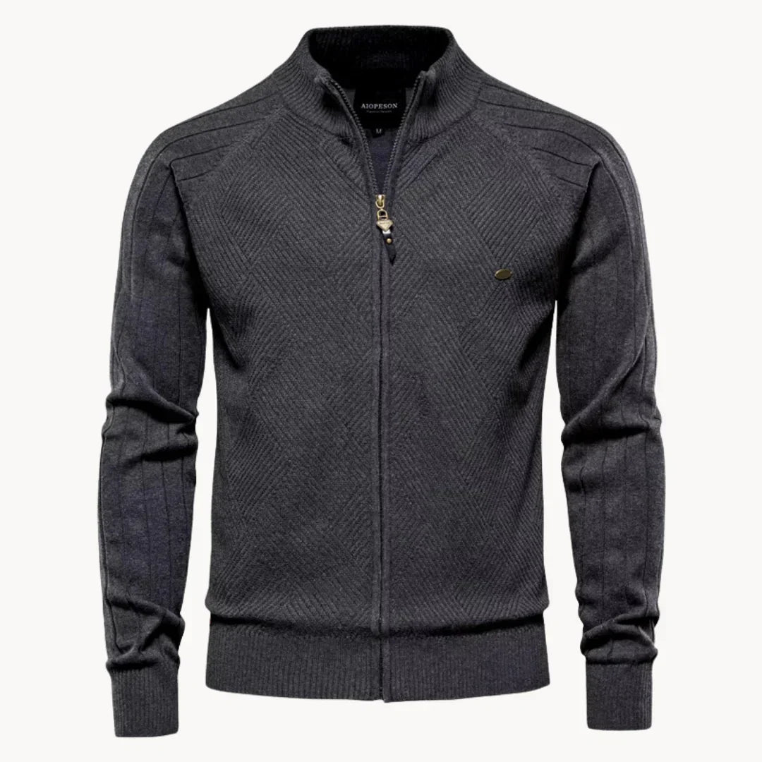 Feine Strickjacke Reißverschluss Modern Stehkragen