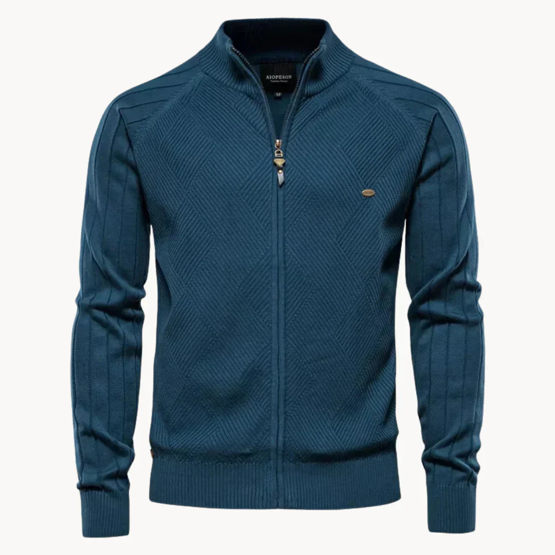 Feine Strickjacke Reißverschluss Modern Stehkragen - IdealeKleiden