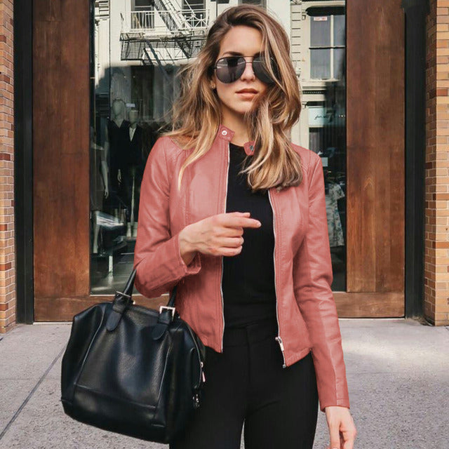 Damen Slim Fit Lederjacke