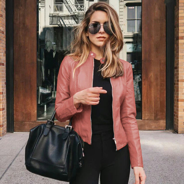 Elegante Lederjacke Zeitloser Chic Stil