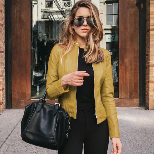 Elegante Lederjacke Zeitloser Chic Stil