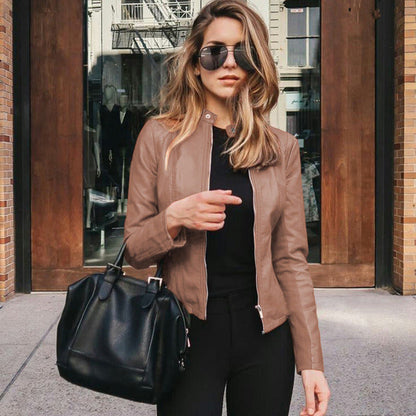 Damen Slim Fit Lederjacke