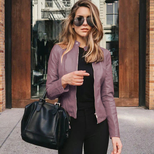 Elegante Lederjacke Zeitloser Chic Stil