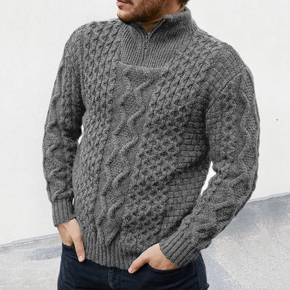 Herren Pullover Strukturiert Halbzipper Warm